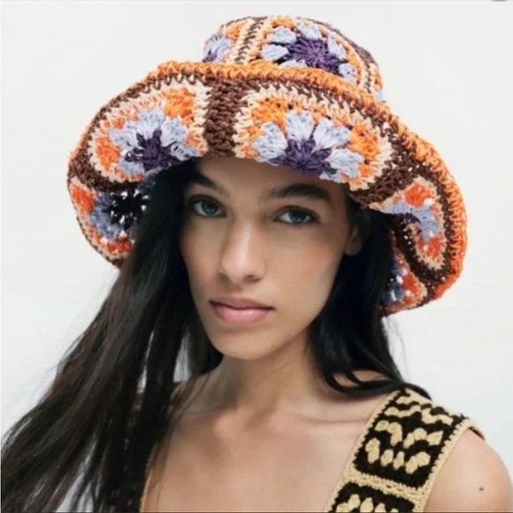 Zara Accessories Zara Floral Crochet Woven Summer Bucket Hat Poshmark